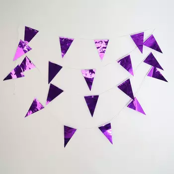 Гирлянда «Флажки», 20 флажков, 10 метров, индиго