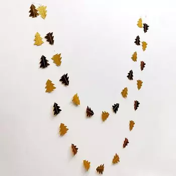 Гирлянда бумажная «Ёлочки», длина 4 м, золотая