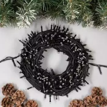 Гирлянда «Клип-лайт» 100 м, IP44, УМС, тёмная нить, 1000 LED, свечение зелёное, 24 В