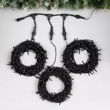 Гирлянда «Клип-лайт» 3 нити по 20 м, IP44, УМС, тёмная нить, 399 LED, свечение тёплое белое, 8 режимов, 24 В