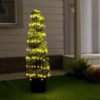 Гирлянда «Конский хвост» 10 нитей по 2 м, серебристая нить, 200 LED, свечение тёплое белое, 2 режима, солнечная батарея