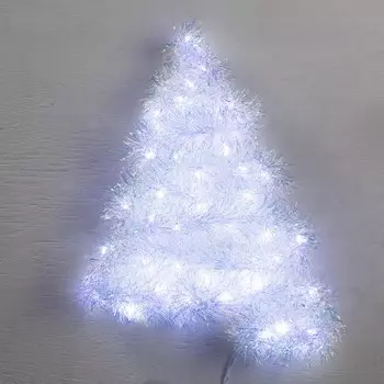 Гирлянда «Мишура» 2 м роса, IP20, перламутровая нить, 44 LED, 6 слоёв, d=7 см, свечение белое, ААх2