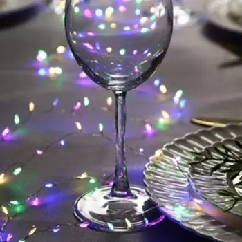 Гирлянда «Мишура» 2 м роса, IP20, серебристая нить, 100 LED, свечение мульти, USB