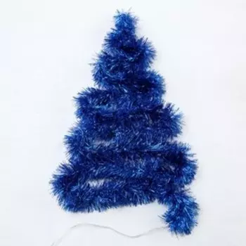 Гирлянда «Мишура» 2 м роса, IP20, синяя нить, 44 LED, 6 слоёв, d=7 см, свечение белое, ААх2