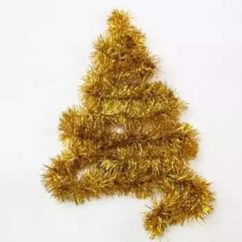 Гирлянда «Мишура» 2 м роса, IP20, золотистая нить, 44 LED, 6 слоёв, свечение тёплое белое, ААх2