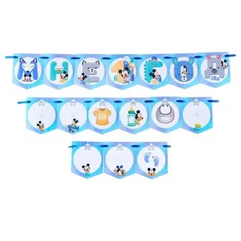 Гирлянда на ленте «Мне 1 год» с местом для фото, длина 176 см, Микки Маус