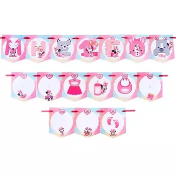 Гирлянда на ленте «Мне 1 год» с местом для фото, длина 176 см, Минни Маус