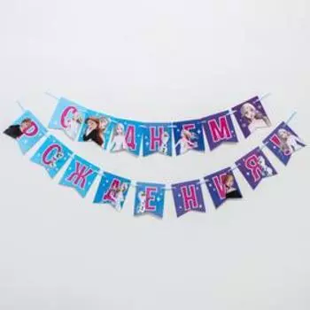 Гирлянда на ленте "С Днем Рождения", 216 см, Холодное сердце