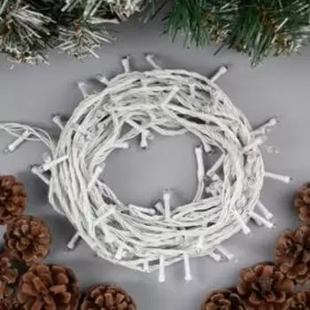 Гирлянда «Нить» 10 м, IP20, белая нить, 100 LED, 8 режимов, 220 В, свечение фиолетовое