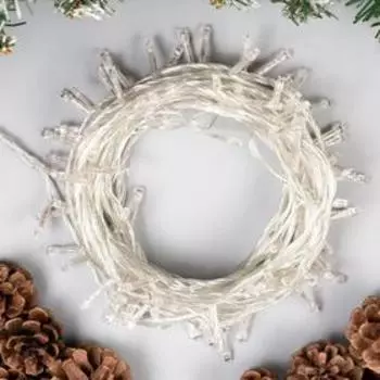 Гирлянда «Нить» 10 м, IP20, прозрачная нить, 100 LED, 8 режимов, 220 В, свечение синее