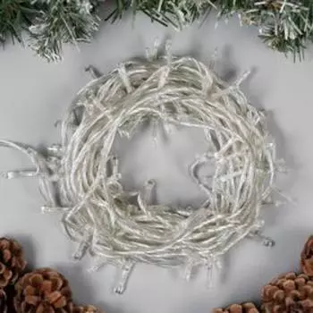 Гирлянда «Нить» 10 м, IP20, прозрачная нить, 100 LED, 8 режимов, 220 В, свечение тёплое белое