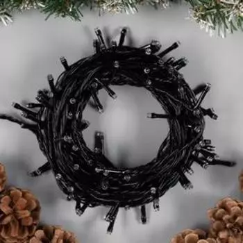 Гирлянда «Нить» 10 м, IP20, тёмная нить, 100 LED, 8 режимов, 220 В, свечение мульти