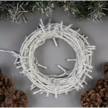 Гирлянда «Нить» 10 м, IP44, УМС, белая нить, 100 LED, свечение синее, 8 режимов, 24 В