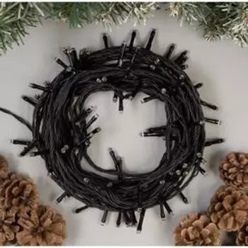 Гирлянда «Нить» 10 м, IP44, УМС, тёмная нить, 100 LED, свечение зелёное, 8 режимов, 24 В