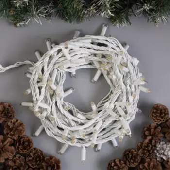 Гирлянда "Нить" 10 м , IP65, УМС, белая нить, 100 LED, свечение красное, 220 В