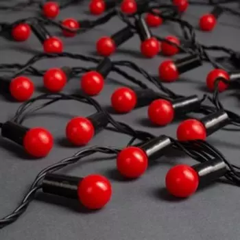 Гирлянда «Нить» 10 м с насадками «Шарики 1.5 см», IP44, тёмная нить, 100 LED, свечение белое, 8 режимов, 220 В, УЦЕНКА