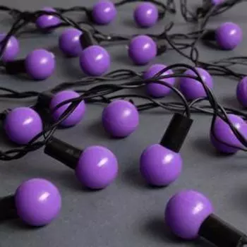 Гирлянда «Нить» 10 м с насадками «Шарики 2.5 см», IP44, тёмная нить, 100 LED, свечение фиолетовое, 8 режимов, 220 В