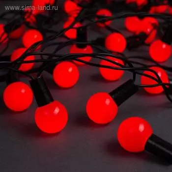 Гирлянда «Нить» 10 м с насадками «Шарики 2.5 см», IP44, тёмная нить, 100 LED, свечение красное, 8 режимов, 220 В