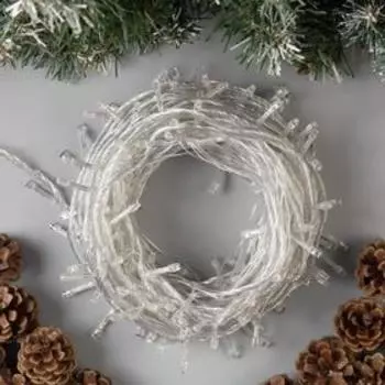 Гирлянда «Нить» 20 м, IP20, прозрачная нить, 200 LED, 8 режимов, 220 В, свечение белое