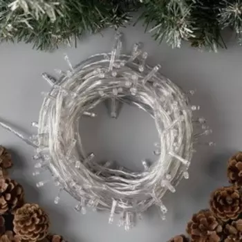 Гирлянда «Нить» 20 м, IP20, прозрачная нить, 200 LED, 8 режимов, 220 В, свечение синее