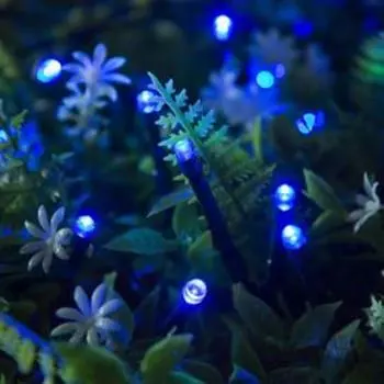 Гирлянда «Нить» 20 м, IP44, тёмная нить, 200 LED, свечение синее, 2 режима, солнечная батарея