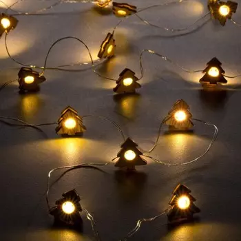 Гирлянда «Нить» 2 м роса с насадками «Ёлочка», IP20, серебристая нить, 20 LED, батарейки ААх2 (нет в комплекте), свечение тёплое белое