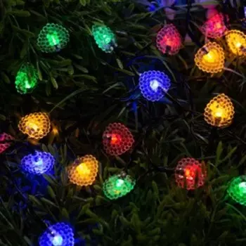 Гирлянда «Нить» 4.5 м с насадками «Сердца», IP44, тёмная нить, 30 LED, свечение мульти, 2 режима, солнечная батарея