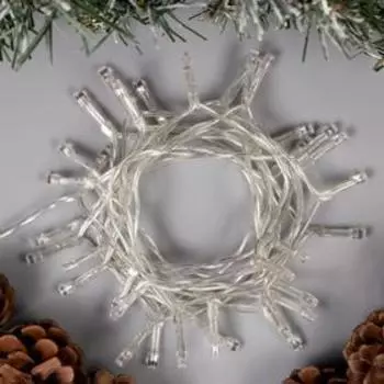 Гирлянда «Нить» 4 м, IP20, прозрачная нить, 40 LED, 2 режима, батарейки AAх3 (нет в комплекте) , свечение фиолетовое