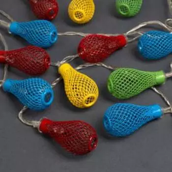 Гирлянда "Нить" 4 м с насадками "Фонарик сетка", IP20, прозрачная нить, 20 LED, свечение мульти, 8 режимов, 220 В