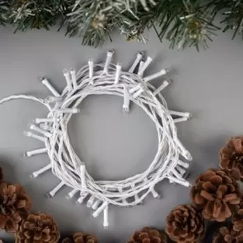 Гирлянда «Нить» 5 м, IP20, белая нить, 50 LED, 8 режимов, 220 В, свечение зелёное