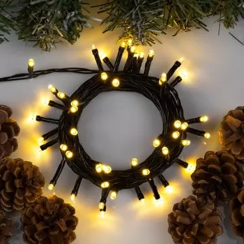 Гирлянда «Нить» 5 м, IP20, тёмная нить, 50 LED, 8 режимов, 220 В, свечение тёплое белое