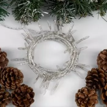 Гирлянда «Нить» 5 м с насадками «Игла», IP20, прозрачная нить, 50 LED, свечение белое, 8 режимов, 220 В