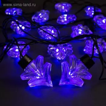 Гирлянда «Нить» 5 м с насадками «Ёлка», IP44, тёмная нить, 40 LED, свечение синее, 8 режимов, 220 В