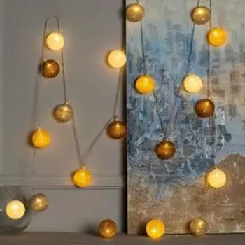 Гирлянда - нить, 5 м с насадками «Клубки кремовые», IP20, прозрачная нить, 20 LED, свечение тёплое белое, 220 В