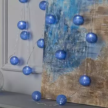 Гирлянда - нить, 5 м с насадками «Клубки серые», IP20, прозрачная нить, 20 LED, свечение белое, 220 В