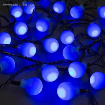 Гирлянда «Нить» 5 м с насадками «Шарики синие», IP20, тёмная нить, 30 LED, свечение синее, 8 режимов, 220 В