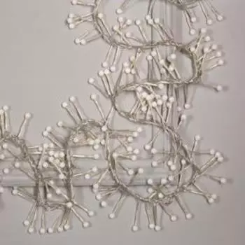 Гирлянда "Нить" уличная, УМС, мишура шарики 3 м, LED-288-220V фиксинг, нить прозрачная, свечение красное