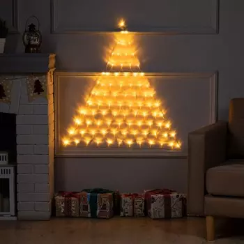 Гирлянда «Сеть-ёлка» 1 1 м, IP20, тёмная нить, 90 LED, свечение тёплое белое, 8 режимов, 220 В