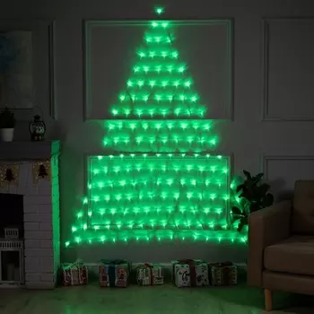 Гирлянда «Сеть-ёлка» 2 2 м, IP20, тёмная нить, 152 LED, свечение зелёное, 8 режимов, 220 В