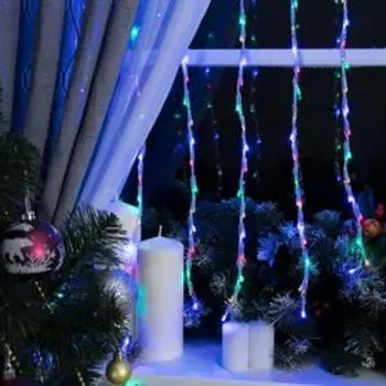 Гирлянда «Водопад» 2 1.5 м, IP20, прозрачная нить, 400 LED, свечение мульти, 8 режимов, 220 В