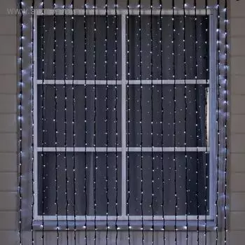 Гирлянда «Водопад» 2 6 м, IP44, УМС, тёмная нить, 1500 LED, свечение белое, 8 режимов, 220 В