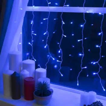 Гирлянда «Занавес» 2 1.5 м, IP20, прозрачная нить, 360 LED, свечение синее, 8 режимов, 220 В