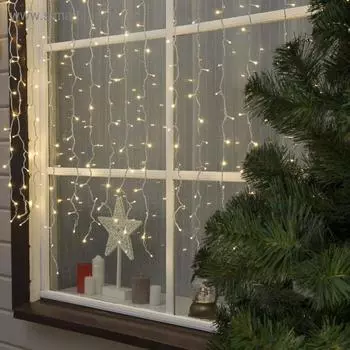 Гирлянда «Занавес» 2 1.5 м, IP44, УМС, белая нить, 360 SMD-LED, свечение тёплое белое, 220 В