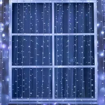 Гирлянда «Занавес» 2 9 м, IP44, УМС, белая нить, 1800 LED, свечение белое, мерцание, 220 В