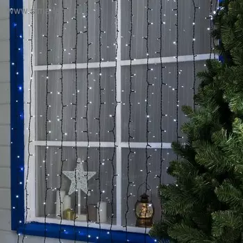 Гирлянда «Занавес» 2 9 м, IP44, УМС, тёмная нить, 1800 LED, свечение белое, мерцание, 220 В