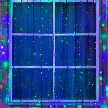 Гирлянда «Занавес» 2 9 м, IP44, УМС, тёмная нить, 1800 LED, свечение мульти, 220 В