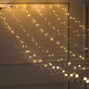 Гирлянда «Звёздное небо» 1 5 м роса, IP44, УМС, серебристая нить, 300 LED, свечение тёплое белое