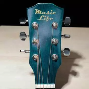 Гитара акустическая, цвет синий, 97см, с вырезом