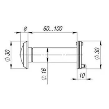 Глазок дверной, стеклянная оптика DVG3, 16/60х100 SN, цвет матовый никель