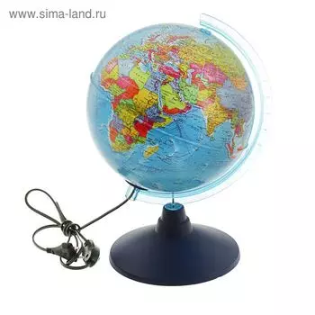 Глобус политический, рельефный «Классик Евро», диаметр 210 мм, с подсветкой